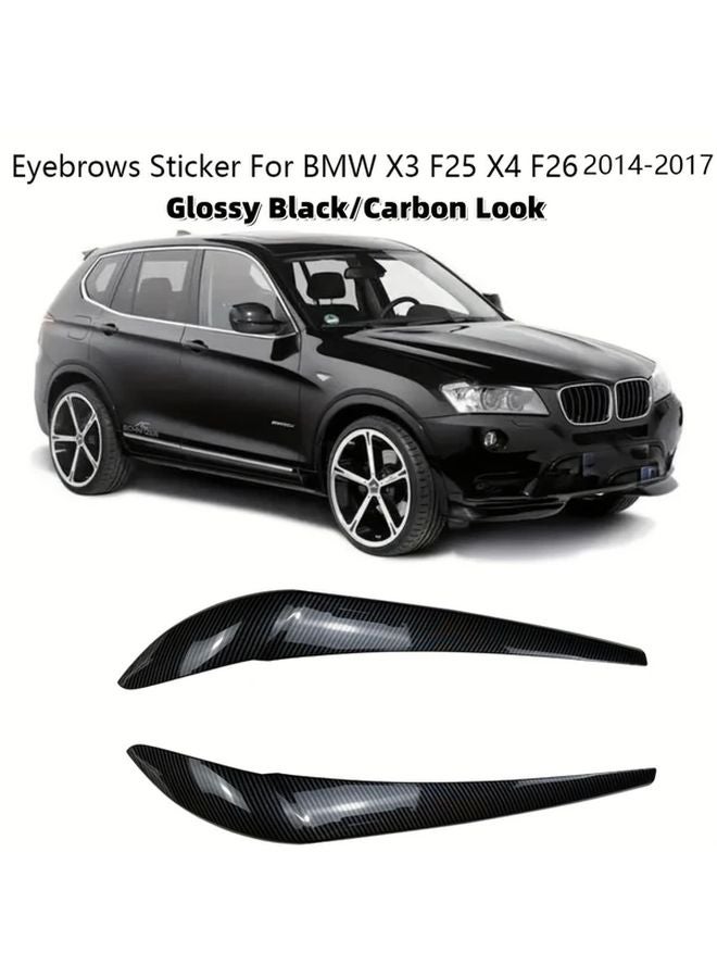 مظهر الكربون الأسود اللامع حاجب المصباح جفن العين من مادة ABS لسيارات BMW X3 X4 F25 F26 - Image 1